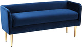 Audrey Contemporary Velvet Bench with Golden Legs – Stylish Seating for Modern Homes and Spaces