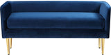 Audrey Contemporary Velvet Bench with Golden Legs – Stylish Seating for Modern Homes and Spaces