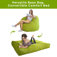 MAXYOYO Giant Bean Bag Chair Bed for Adults, Convertible Beanbag Folds from Lazy Chair to Floor Mattress Bed