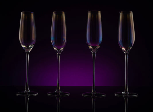 Iridescent Glasses - Crystal Luster Radiance Set of 4 (Tall Flutes)