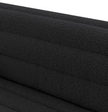 Cascade Chair - Modern Boucle Fabric Seating with Curved Arms and Deep Channel Tufting for Comfort