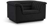 Cascade Chair - Modern Boucle Fabric Seating with Curved Arms and Deep Channel Tufting for Comfort