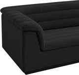Cascade Chair - Modern Boucle Fabric Seating with Curved Arms and Deep Channel Tufting for Comfort