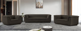 Cascade Chair - Modern Boucle Fabric Seating with Curved Arms and Deep Channel Tufting for Comfort