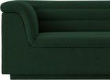 Cascade Chair - Modern Boucle Fabric Seating with Curved Arms and Deep Channel Tufting for Comfort