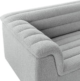 Cascade Chair - Modern Boucle Fabric Seating with Curved Arms and Deep Channel Tufting for Comfort