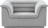 Cascade Chair - Modern Boucle Fabric Seating with Curved Arms and Deep Channel Tufting for Comfort