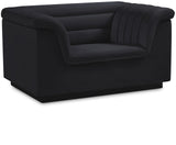 Cascade Chair - Modern Boucle Fabric Seating with Curved Arms and Deep Channel Tufting for Comfort