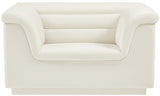 Cascade Chair - Modern Boucle Fabric Seating with Curved Arms and Deep Channel Tufting for Comfort