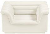 Cascade Chair - Modern Boucle Fabric Seating with Curved Arms and Deep Channel Tufting for Comfort