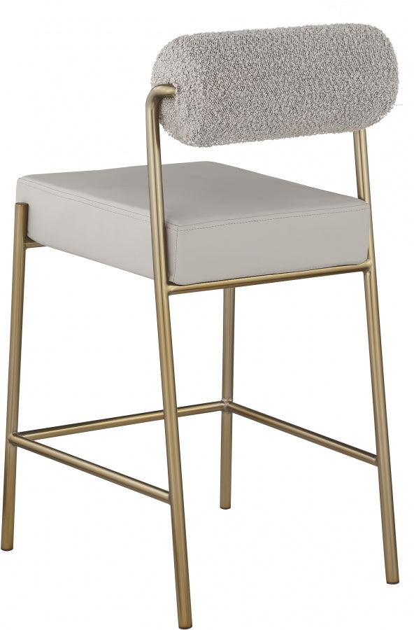 Carly Boucle Fabric & Faux Leather Counter Stool