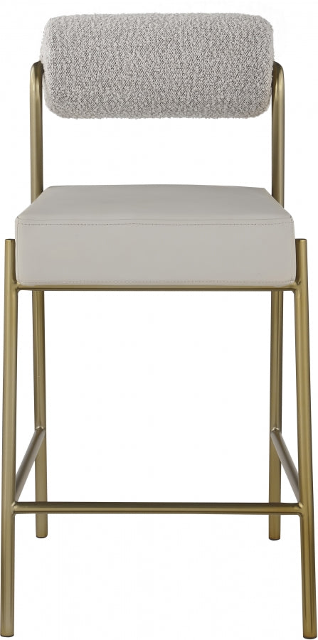 Carly Boucle Fabric & Faux Leather Counter Stool