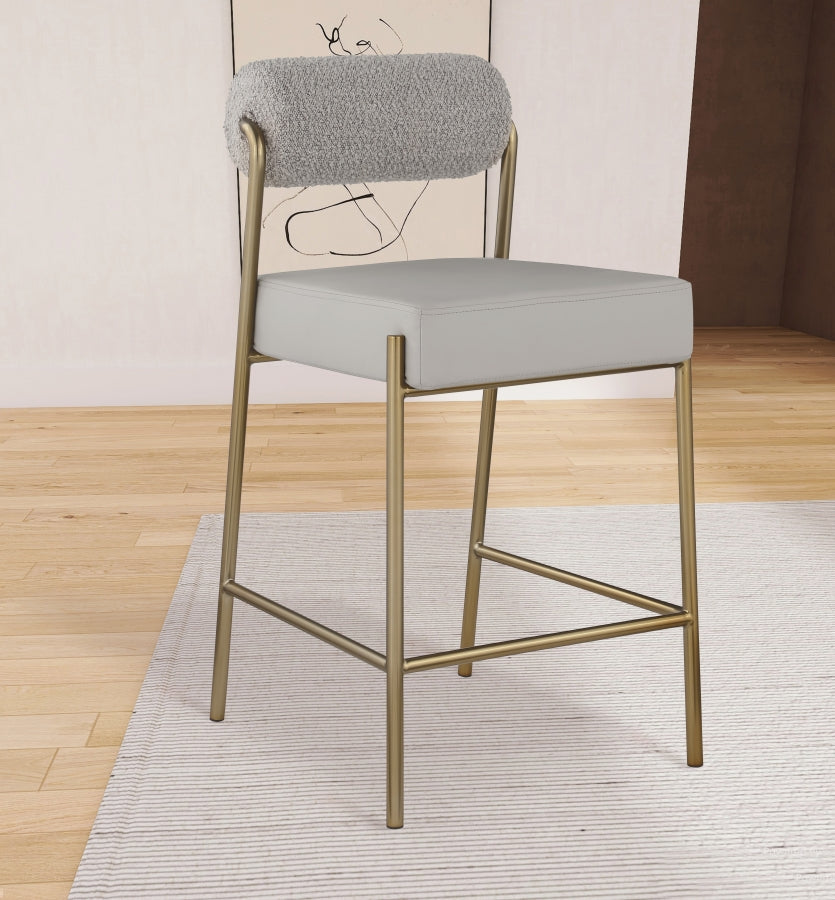 Carly Boucle Fabric & Faux Leather Counter Stool