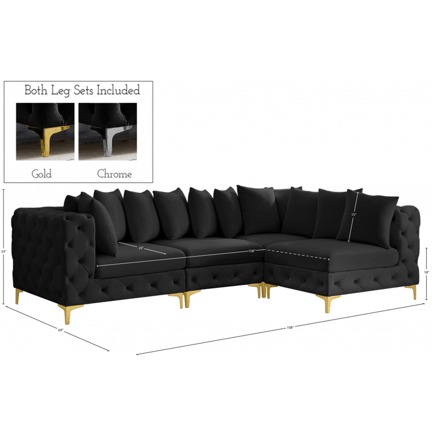 Tremblay Velvet Modular Sectional