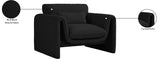 Stylus Contemporary Boucle Fabric Chair with Curved Arms and Thick Cushions for Ultimate Comfort