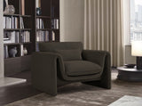 Stylus Contemporary Boucle Fabric Chair with Curved Arms and Thick Cushions for Ultimate Comfort