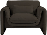 Stylus Contemporary Boucle Fabric Chair with Curved Arms and Thick Cushions for Ultimate Comfort