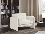 Stylus Contemporary Boucle Fabric Chair with Curved Arms and Thick Cushions for Ultimate Comfort