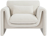 Stylus Contemporary Boucle Fabric Chair with Curved Arms and Thick Cushions for Ultimate Comfort