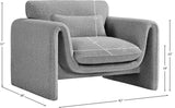Stylus Contemporary Boucle Fabric Chair with Curved Arms and Thick Cushions for Ultimate Comfort