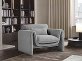 Stylus Contemporary Boucle Fabric Chair with Curved Arms and Thick Cushions for Ultimate Comfort
