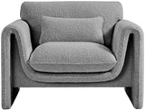 Stylus Contemporary Boucle Fabric Chair with Curved Arms and Thick Cushions for Ultimate Comfort