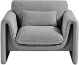 Stylus Contemporary Boucle Fabric Chair with Curved Arms and Thick Cushions for Ultimate Comfort