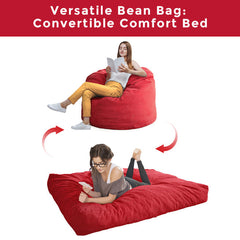 MAXYOYO Giant Bean Bag Chair Bed for Adults, Convertible Beanbag Folds from Lazy Chair to Floor Mattress Bed