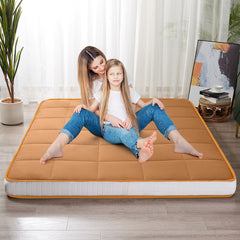 MAXYOYO 6" Extra Thick Square Floor Futon Mattress, Topper Mattress Pad, Light Brown