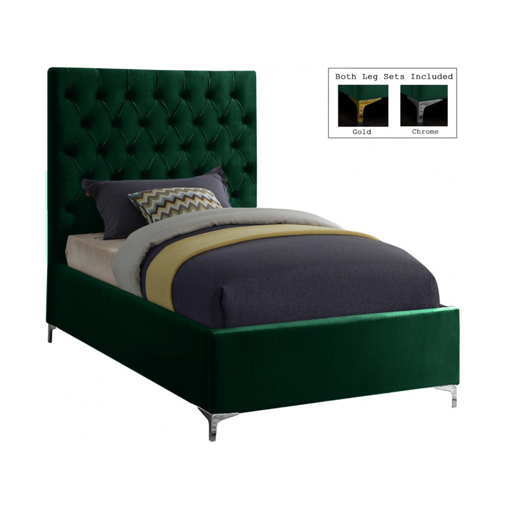 Cruz Velvet Twin Bed