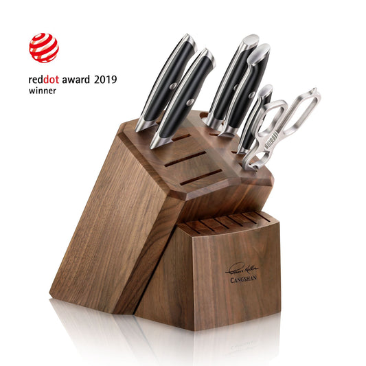 TKSC 7-Piece Knife Block Set with 8 Spare Slots, Forged Swedish Powder Steel, Thomas Keller Signature Collection, Black, 1024685