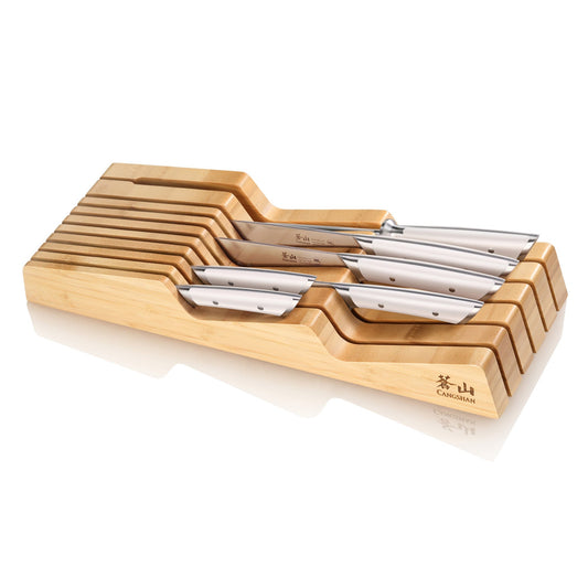 HELENA Series 7-Piece In-Drawer Knife Set, Forged German Steel, Bamboo Tray