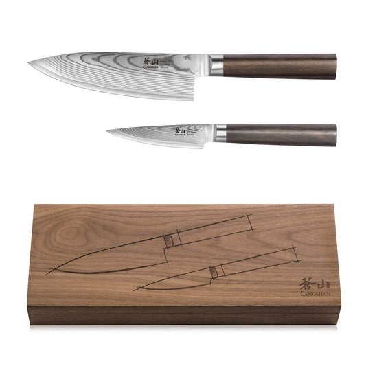 HAKU Series 2-Piece Starter Set with Walnut Box, Forged X-7 Damascus Steel, 501165