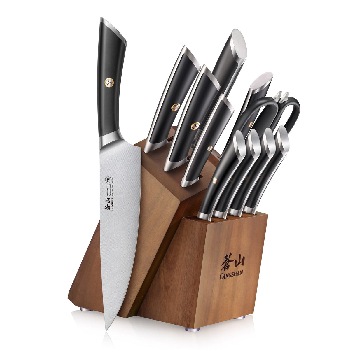 ELBERT Series 12-Piece Knife Block Set, Forged German Steel, Acacia Block