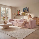 Philo Blush Pink Low Profile Modular Sectional Sofa (4-Seater+2 Ottomans)