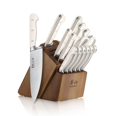 ADAMS Series 15-Piece Knife Block Set, Forged German Steel, Acacia Block