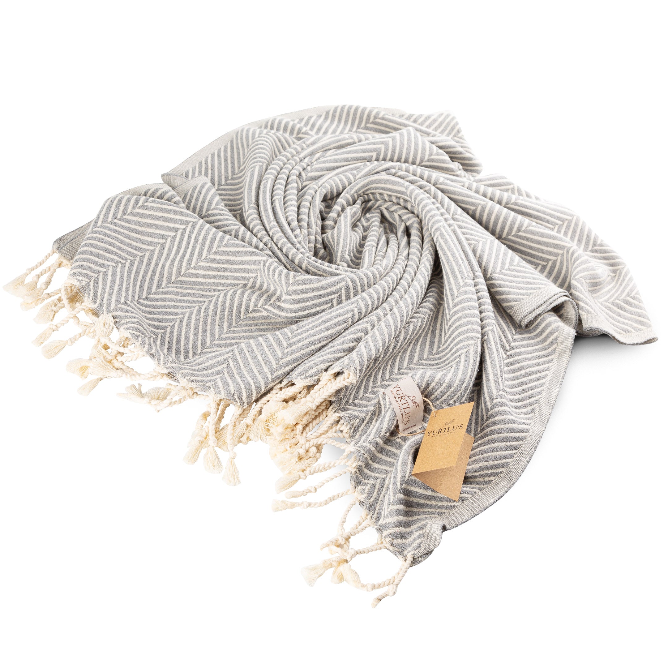 YURTLU’S Sapphire Sands Series Premium Turkish Towel – Grey