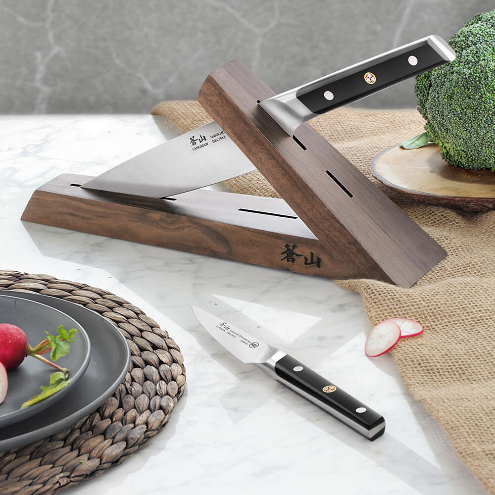 TC Series 3-Piece Knife Block Set, Walnut, Forged Swedish 14C28N Steel, 1021202