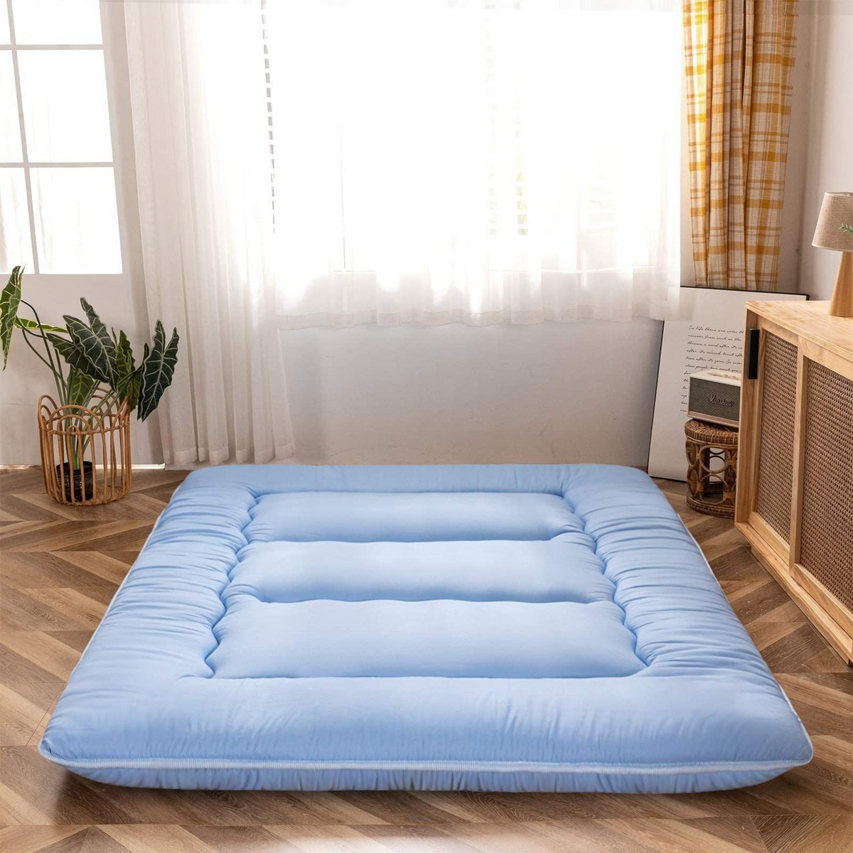 MAXYOYO Super thick Japanese Floor Futon Mattress, Dusty Blue