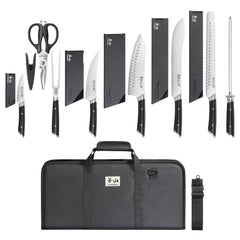 HELENA Series 9-Piece BBQ Knife Set with Black Bag, Forged German Steel