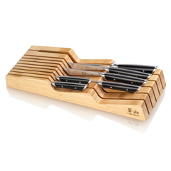 HELENA Series 7-Piece In-Drawer Knife Set, Forged German Steel, Bamboo Tray