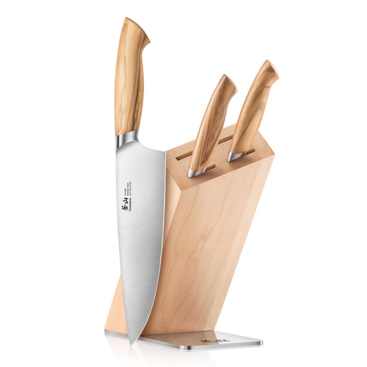 OLIV Series 4-Piece Knife Block Set, Forged Swedish 14C28N Steel, HUA Maple Block, 501677