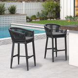 PURPLE LEAF Counter Stools Bar Stools Rattan Bar Stools Wicker Bar Chairs Woven Aluminum Barstools with Back and Cushions