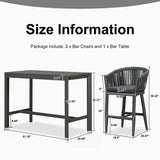 PURPLE LEAF Counter Stools Bar Stools Rattan Bar Stools Wicker Bar Chairs Woven Aluminum Barstools with Back and Cushions