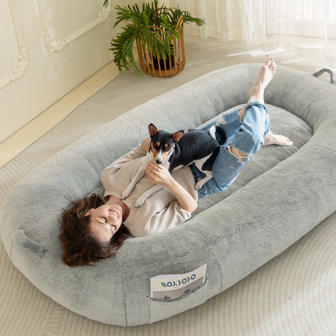 MAXYOYO Human Dog Bed, Giant Bean Bag Dog Bed for Humans and Pets, Light Grey