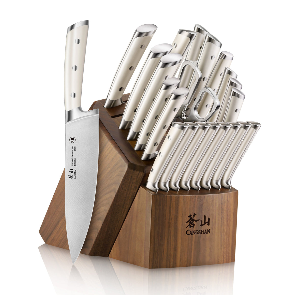 S1 Series 23-Piece Knife Block Set, Forged German Steel, Walnut Block, 1026047