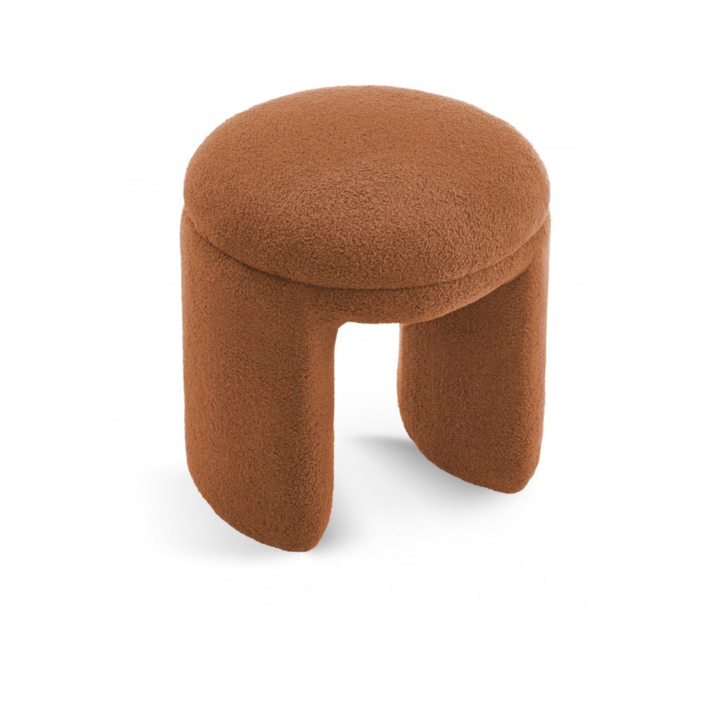 Bowen Faux Shearling Teddy Fabric Ottoman / Stool