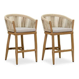 PURPLE LEAF Counter Stools Bar Stools Rattan Bar Stools Wicker Bar Chairs Woven Aluminum Barstools with Back and Cushions