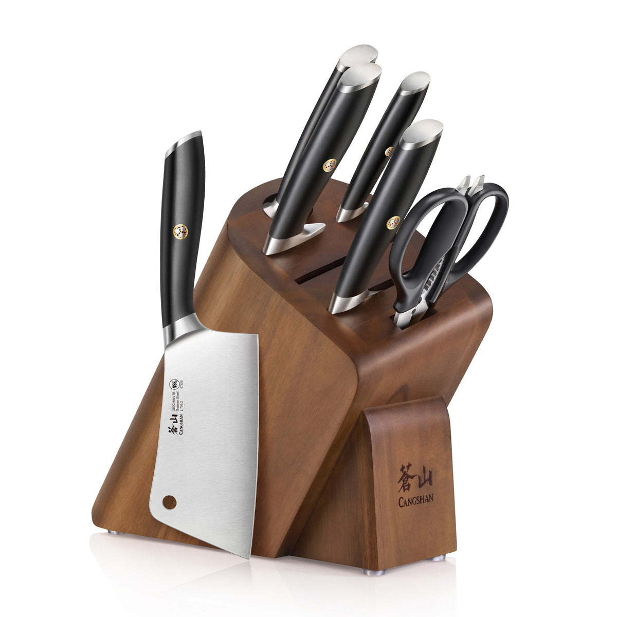 L & L1 Series 7-Piece Cleaver Knife Block Set, Forged German Steel