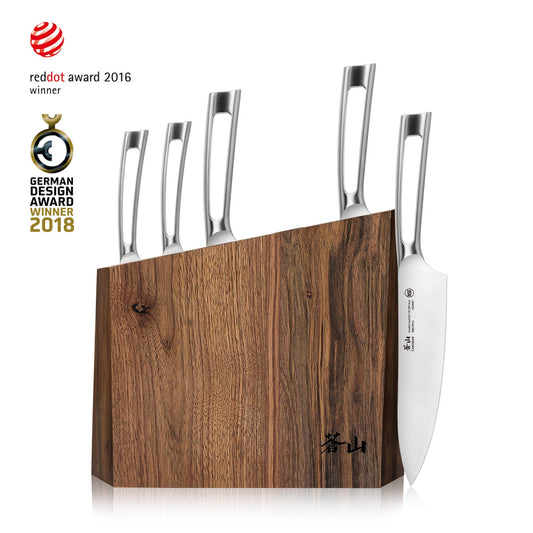 TN1 Series 6-Piece Knife Block Set, Forged Swedish 14C28N Steel, Walnut Block, 1024838